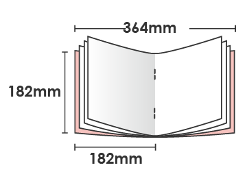 正方形182mm・中綴じ冊子のイメージ
